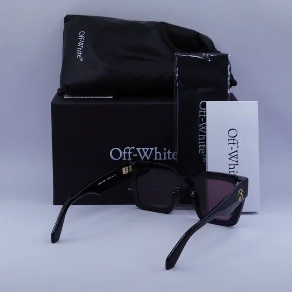 Off-White OERI13I JACKSON 1028 Sunglasses Black Square Frame, Burgundy Lenses